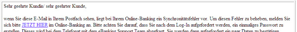 Phishing-Mail Support-Team Ansicht einer Phishing-Mail mit Ankündigung einer Kontaktaufnahme durch ein angebliches Support-Team