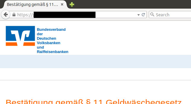 Phishing-SMS Geldwäschegesetz Ansicht der gefälschten Internetseite mit Eingabemaske für IBAN und Handynummer